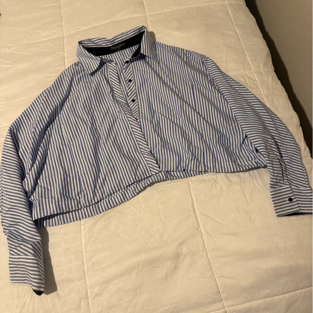 Blue and White Striped Button-Up Shirt